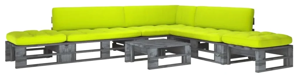 vidaXL 6-delige Loungeset pallet met kussens grijs geïmpregneerd hout