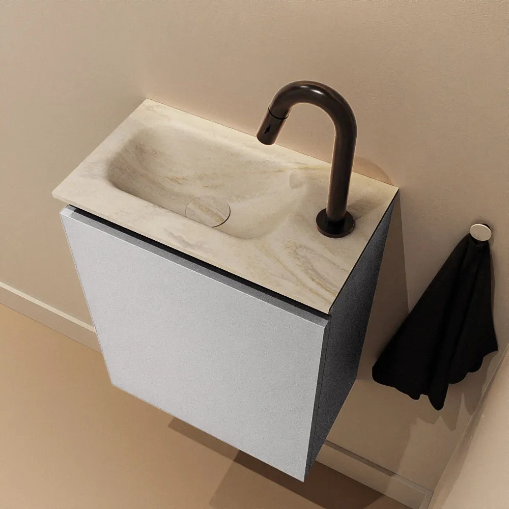 Mondiaz Ture DLux toiletmeubel 40cm plata met wastafel ostra links met kraangat