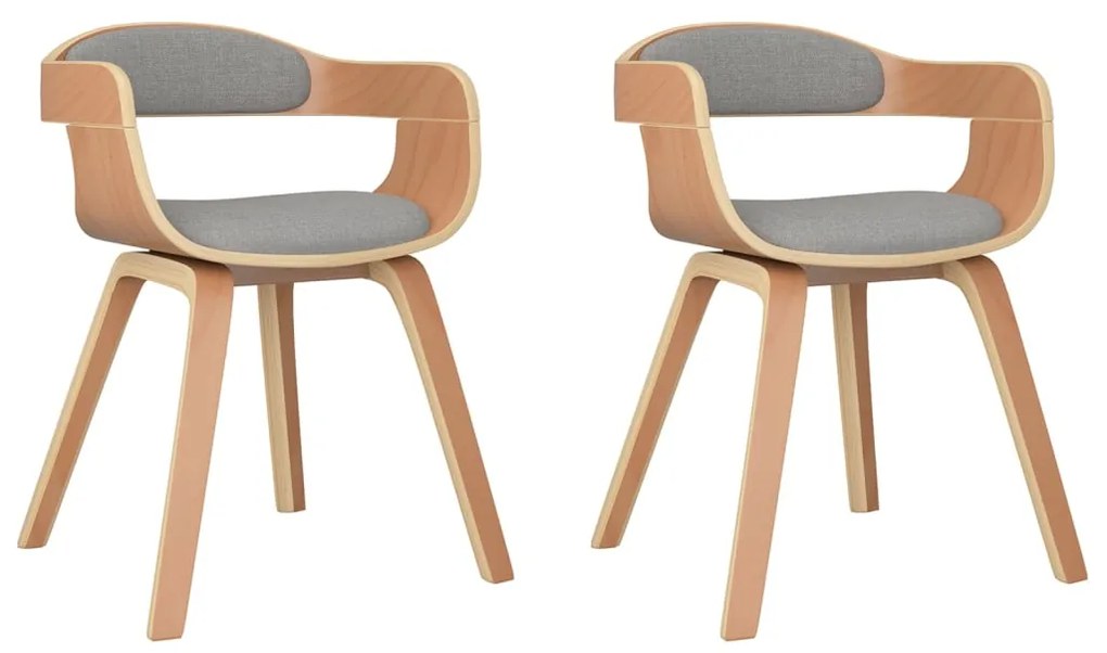 vidaXL Eetkamerstoelen 2 st gebogen hout en stof taupe