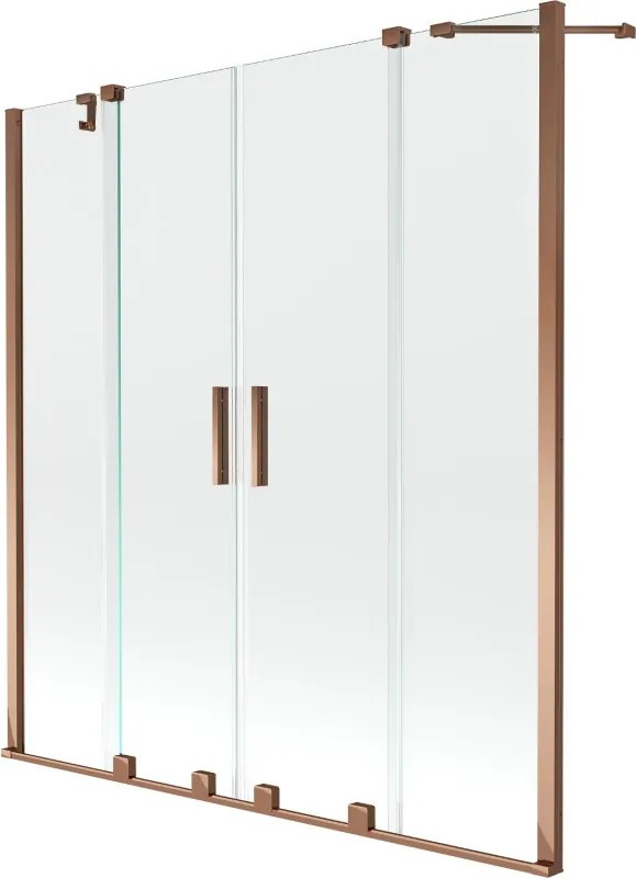 Mexen Velar Duo badwand 2-delig schuifbaar 160 x 150 cm, transparant, roségoud - 896-160-000-02-60