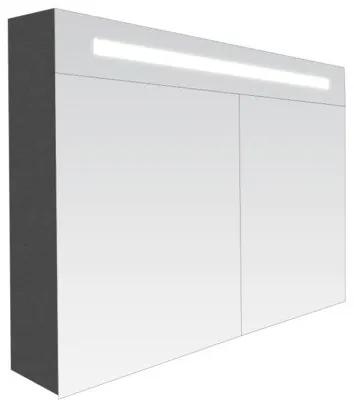 Saniclass 2.0 spiegelkast 80x70x15cm 2 deuren met LED verlichting Black Diamond 7227