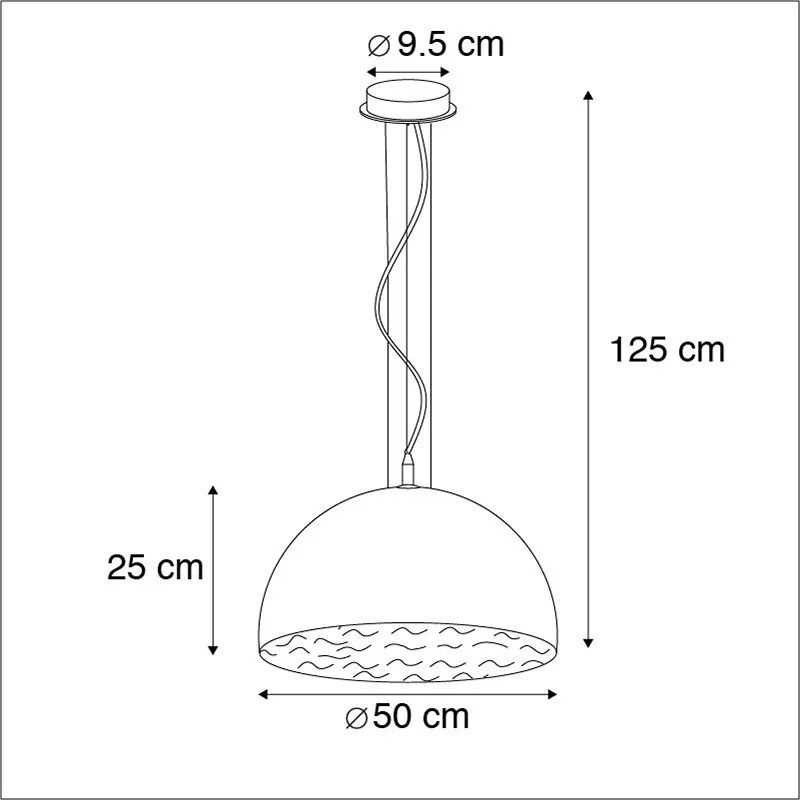 Industriële hanglamp zwart met goud 50 cm - Magna