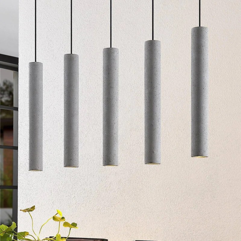 Concretto hanglamp met 5 betonnen kappen - lampen-24