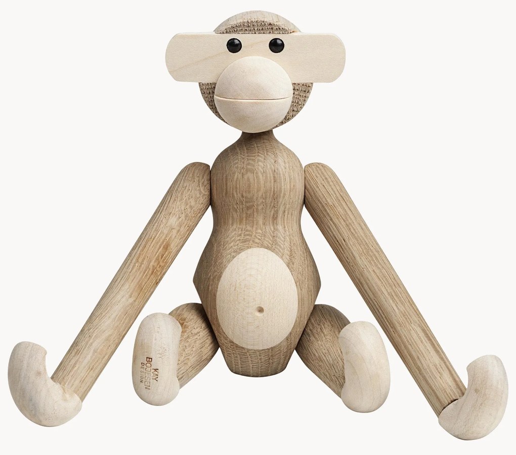Handgemaakt decoratief object Monkey van eikenhout, H 19 cm