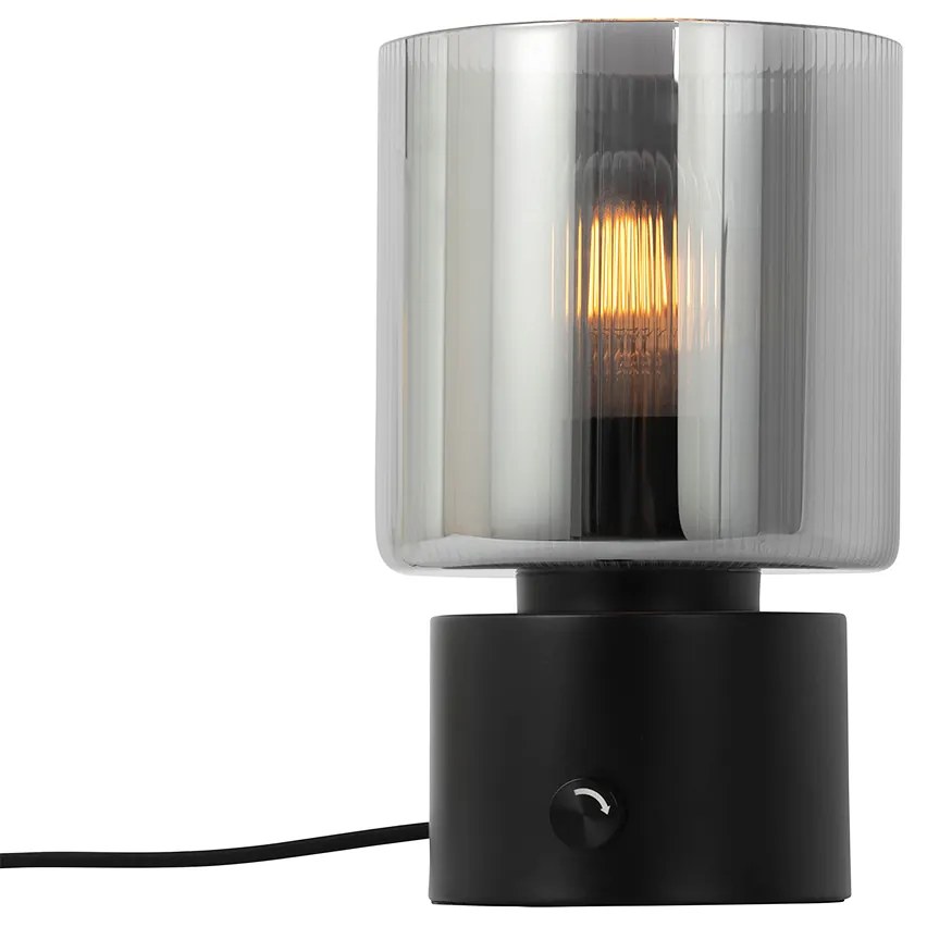 Art Deco tafellamp zwart met smoke glas - Laura