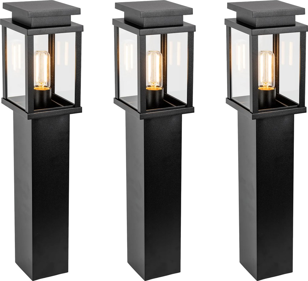3x Jersey Tuinlamp Zwart 60cm met LED Tuinverlichting Zwart E27