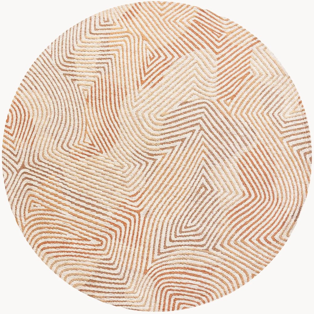 Rond jacquard in- & outdoor vloerkleed Coral, wasbaar