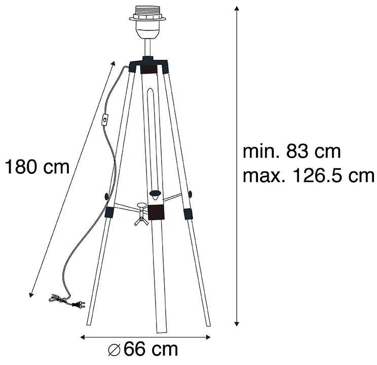 Landelijke vloerlamp zwart - Tripod Design, Industriele / Industrie / Industrial, Retro Binnenverlichting Lamp