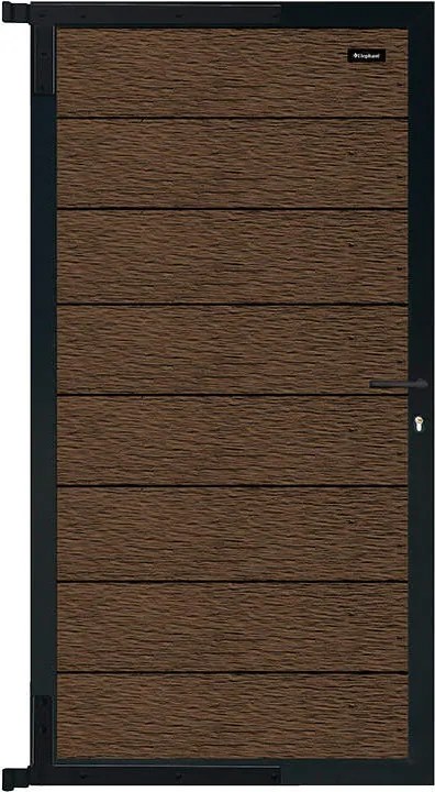 Tuindeur composiet Modular co-ex natural brown met zwart frame compleet (90 x 180 cm)