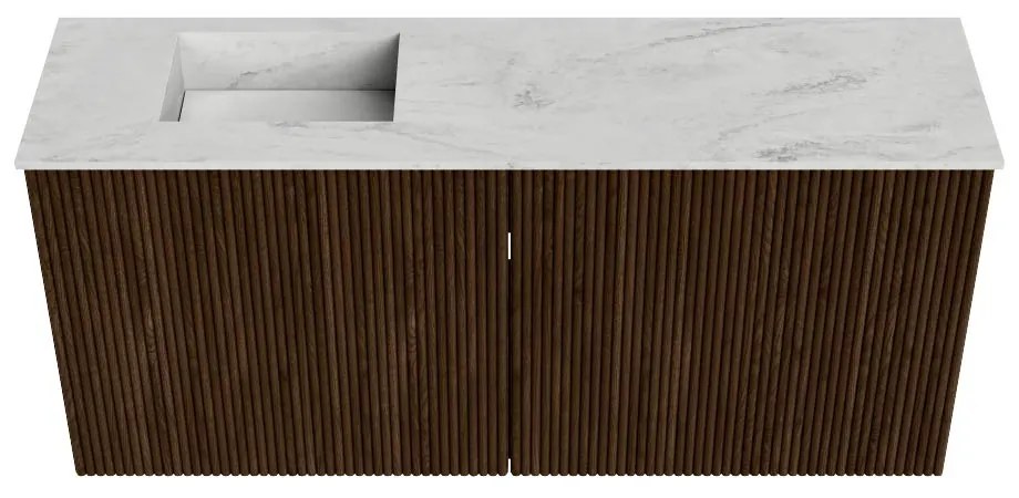 Mondiaz Joya DLux 90cm toiletmeubel walnut met wastafel faye links 1 kraangat opalo