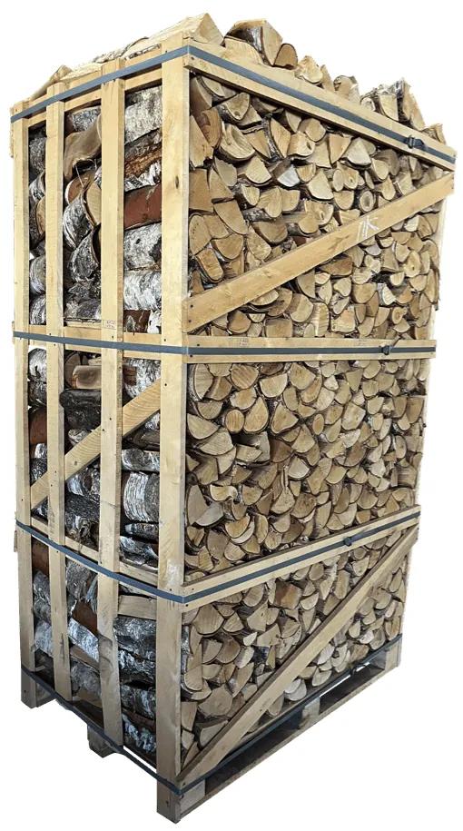 Mega Pallet Berkenhout Haardhout – 2 kuub gestapeld – 1000 houtblokken a 25cm