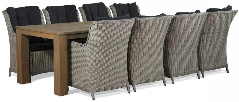 Tuinset 8 personen 300 cm Wicker Grijs Garden Collections Buckingham/Brighton
