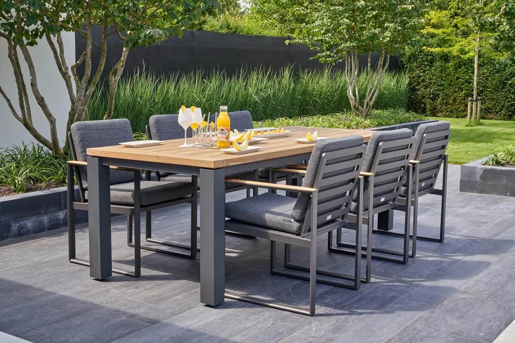 Tuinset 6 personen 214 cm Aluminium/teak Grijs Lifestyle Garden Furniture Soray