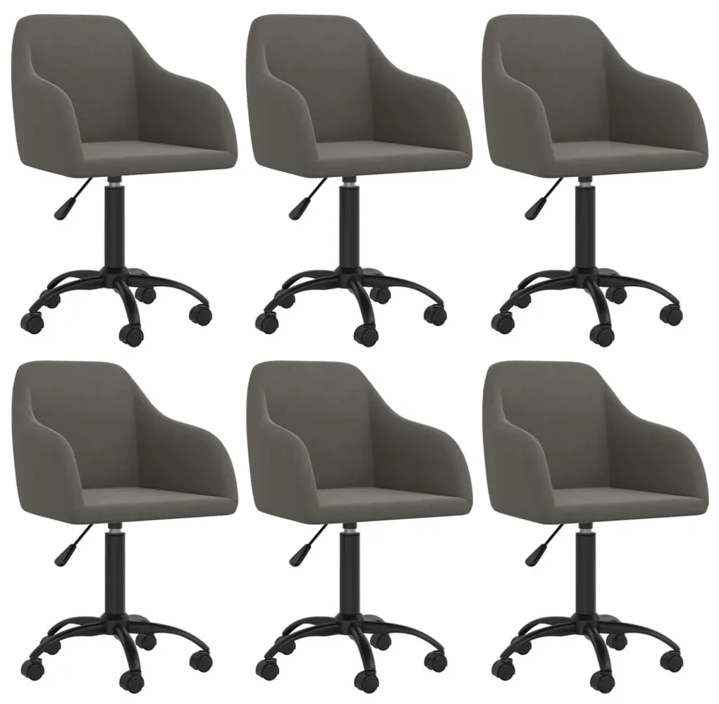vidaXL Eetkamerstoelen draaibaar 6 st fluweel donkergrijs