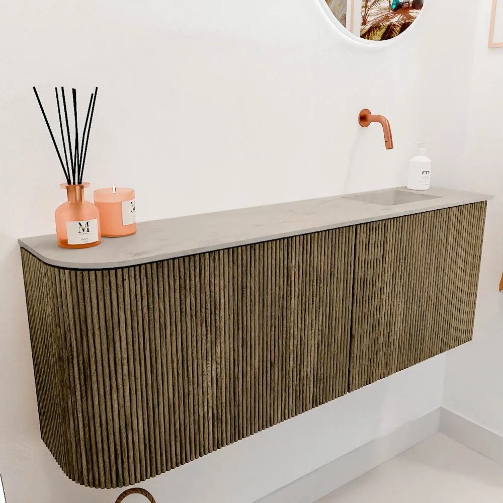 Mondiaz Joya DLux 110cm toiletmeubel ronding links dusk met wastafel faye rechts zonder kraangat opalo