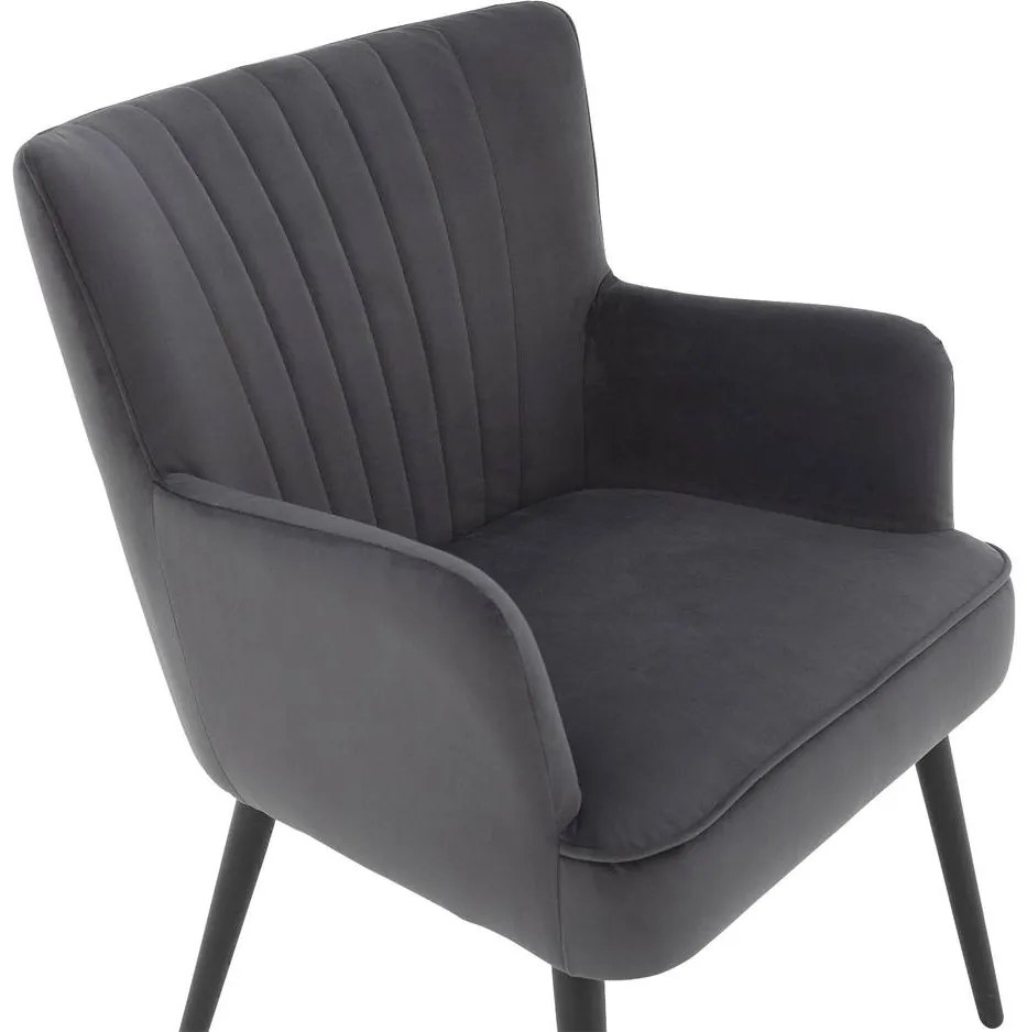 Goossens Eetkamerstoel Rob antraciet velvet stof met armleuning, urban industrieel