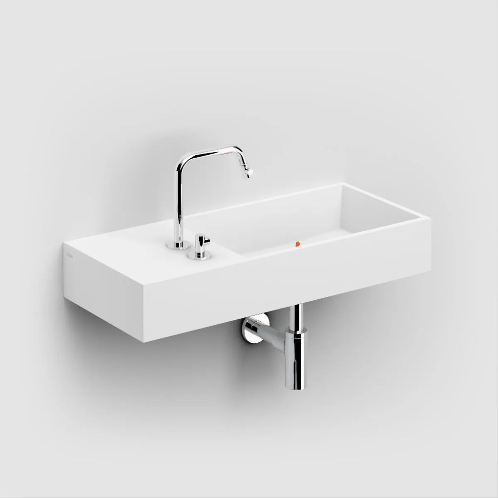 Clou Wash Me wastafel solid surface 75cm links wit mat