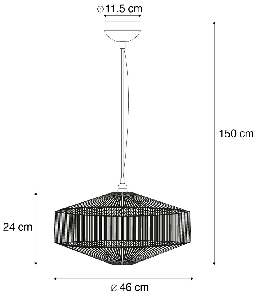Japandi hanglamp bruin touw 46cm - SveaJapandi E27 rond Binnenverlichting Lamp