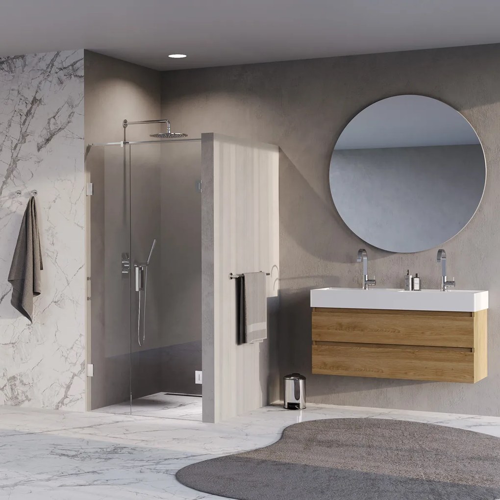 Brauer Void profielloze nisdeur 90cm met draaideur 60cm aan muur chroom