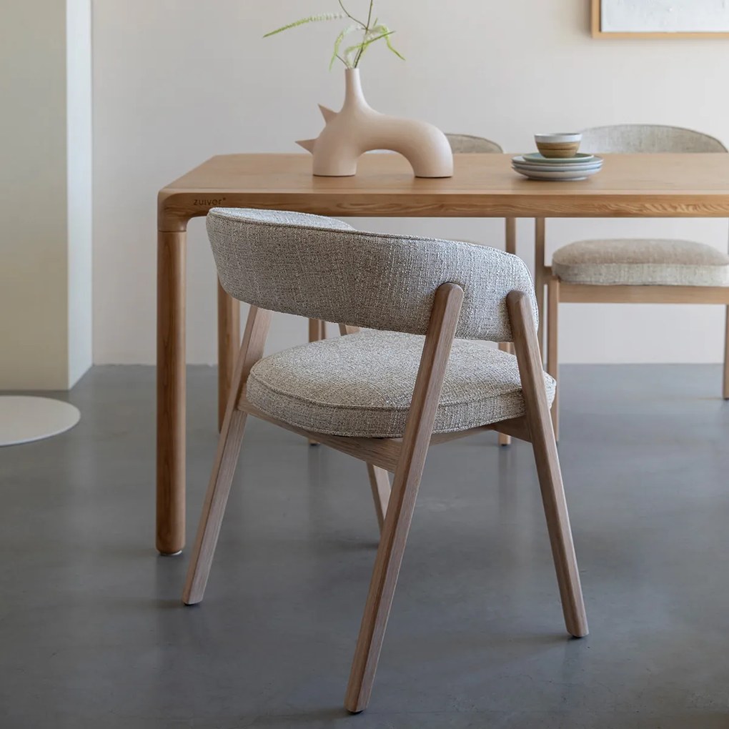 Eiken Eetkamerstoel Met Armleuningen Beige