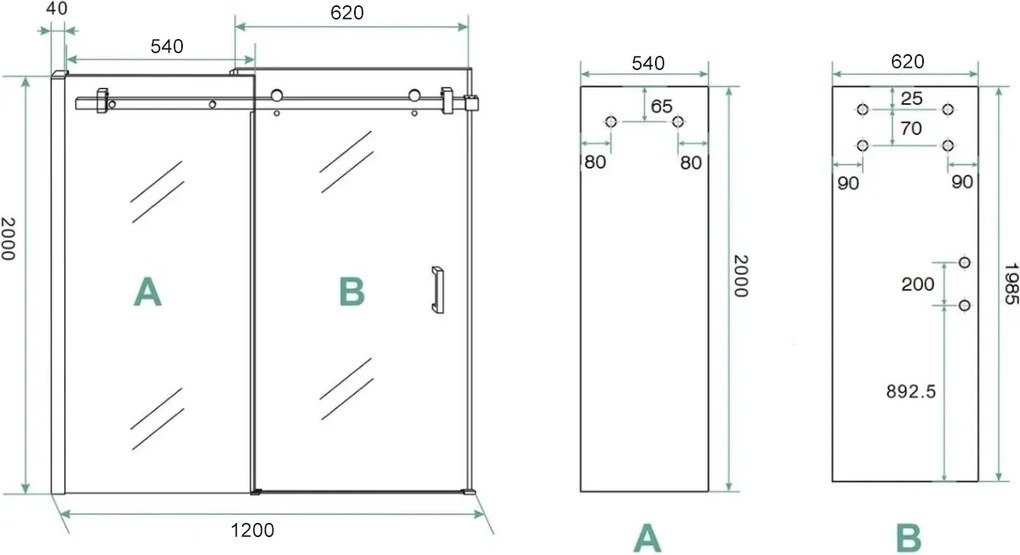 Saniclear Supreme glaswand voor douchedeur 110-120cm
