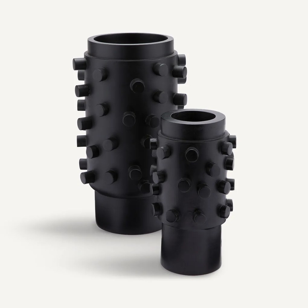 Vaas in gezwart mangohout, H37,5 cm, Daipur