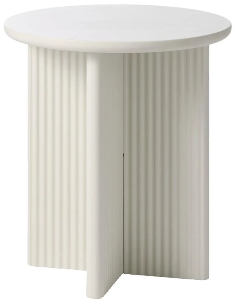 Greige Tafeltje Rond Met Ribbels - 50 X 50cm.