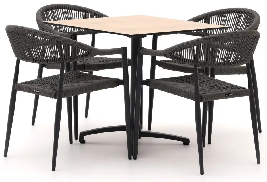 Diningset Manifesto  | 4 personen aluminium | Tuinset stapelbaar | 5-delig | Kees Smit Tuinmeubelen