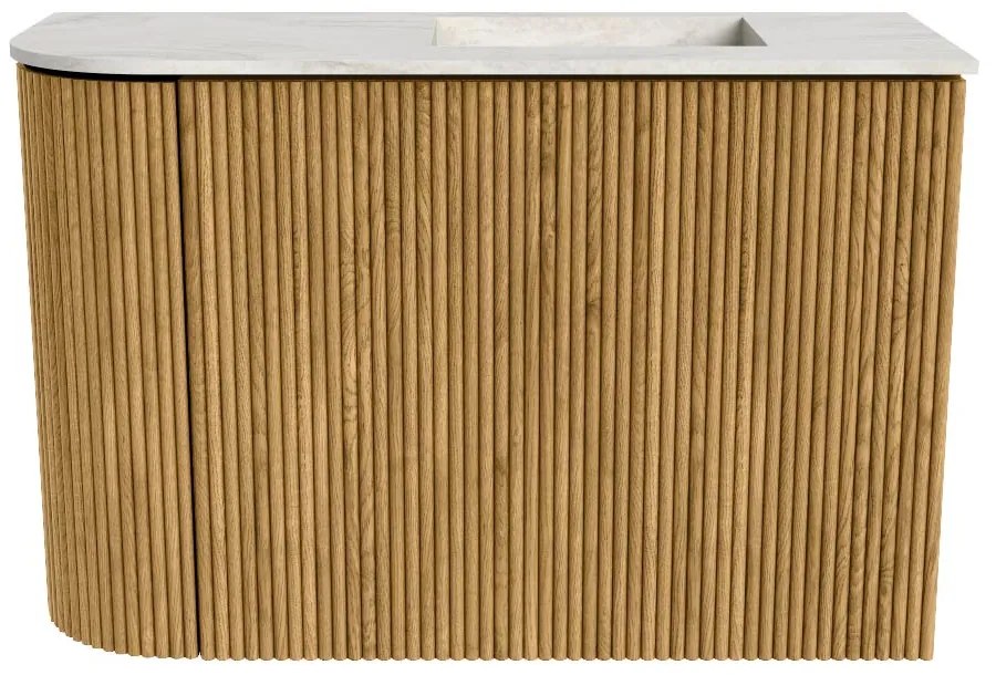Mondiaz Joya DLux 60cm toiletmeubel ronding links oak met wastafel faye rechts zonder kraangat ostra