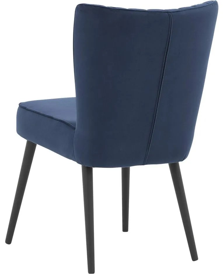 Goossens Eetkamerstoel Rob blauw velvet stof leuning, urban industrieel