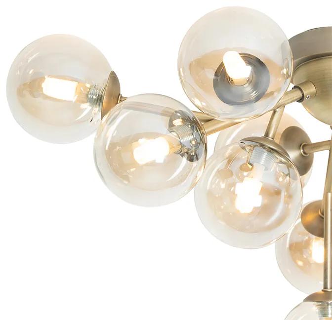 Art Deco plafondlamp brons met amber glas 12-lichts - Bianca Art Deco G9 rond Binnenverlichting Lamp