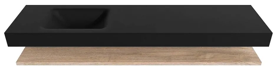 Zaro Alan badmeubel 190cm met planchet washed oak en vrijhangende wastafel cloud links 1 kraangat urban