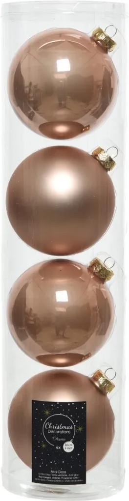 Kerstballen glas emaille-mat dia 10 cm warm beige
