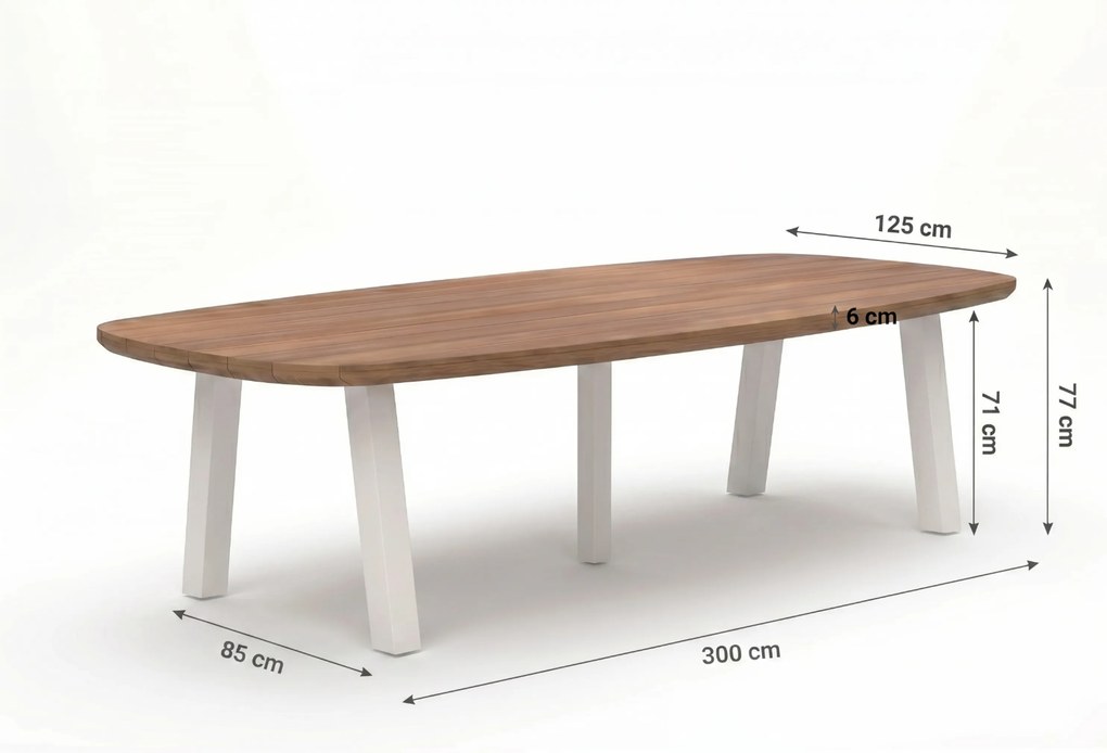 Dining Tuintafel rechthoekig 300 x 100 cm white Wit Falcon/Glasgow