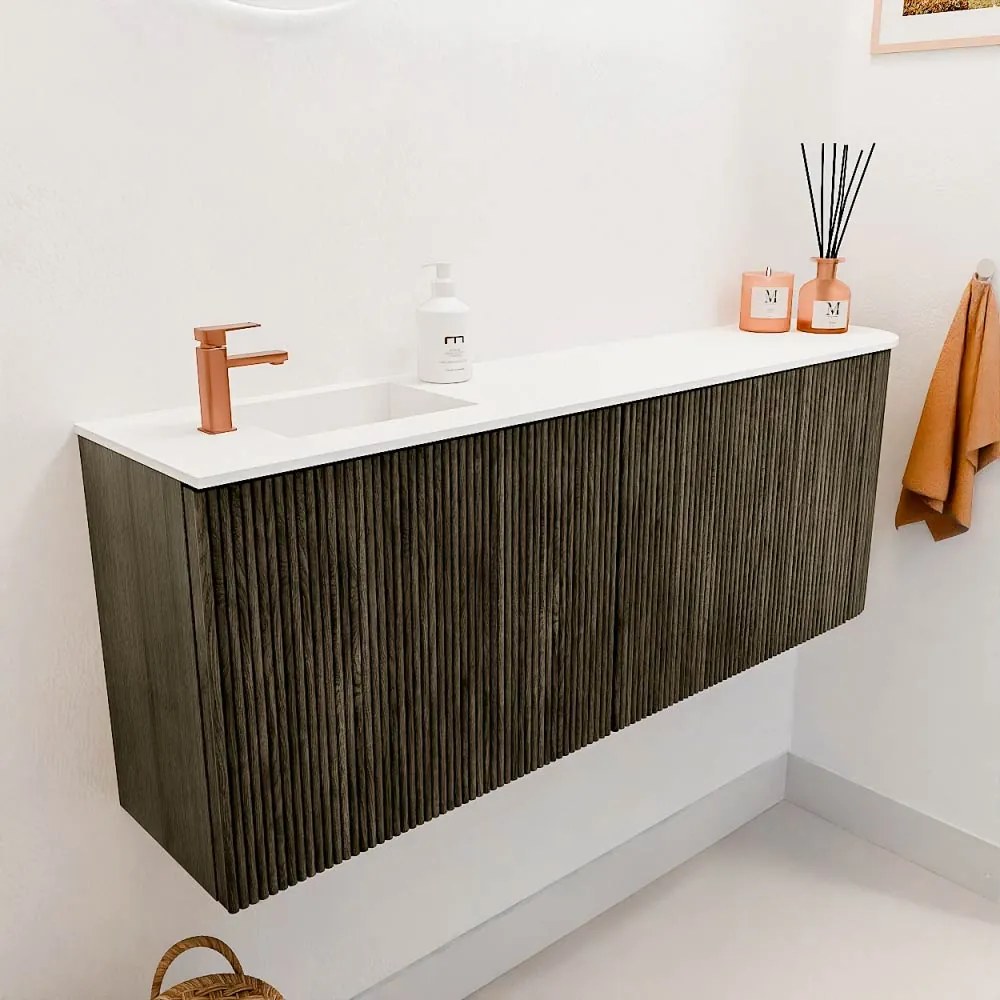 Mondiaz Joya 110cm toiletmeubel ronding rechts shadow met wastafel faye links 1 kraangat talc