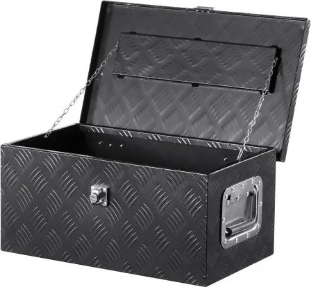 VEVOR Aluminium gereedschapskist voor in de laadbak van een vrachtwagen, gestreepte gereedschapskist (508 x 304,8 x 241,3 mm) met zijhandgreep en afsluitbare sleutels, opbergorganizer voor aanhangwagens, zwart