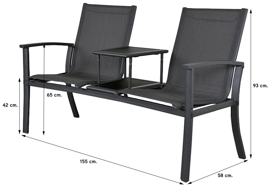 Tete-a-Tete aluminium tuinbank Felix - Antraciet