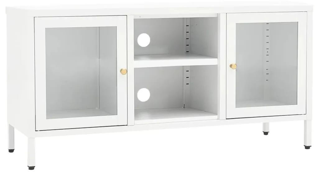 vidaXL Tv-meubel 105x35x52 cm staal en glas wit