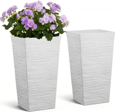 VEVOR Bloempot 300x300x580 mm 2-delige set, bloempot, plantenbak, PP plantenbak met binnenpot en drainagegaten, geschikt voor kamer- en tuinplanten, wit