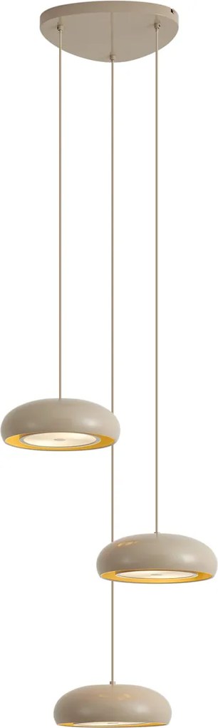Retro hanglamp taupe met metalen kap 6-lichts - Macaron