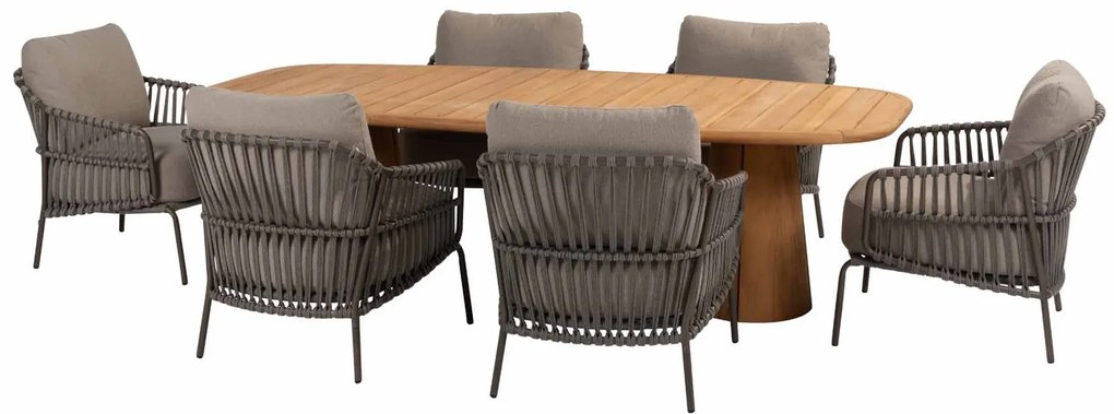 Taste by 4 Seasons Capri Low dining tuintafel met barrelvormig blad 240 x 110 cm  Tuintafel    houtkleur weerbestendig