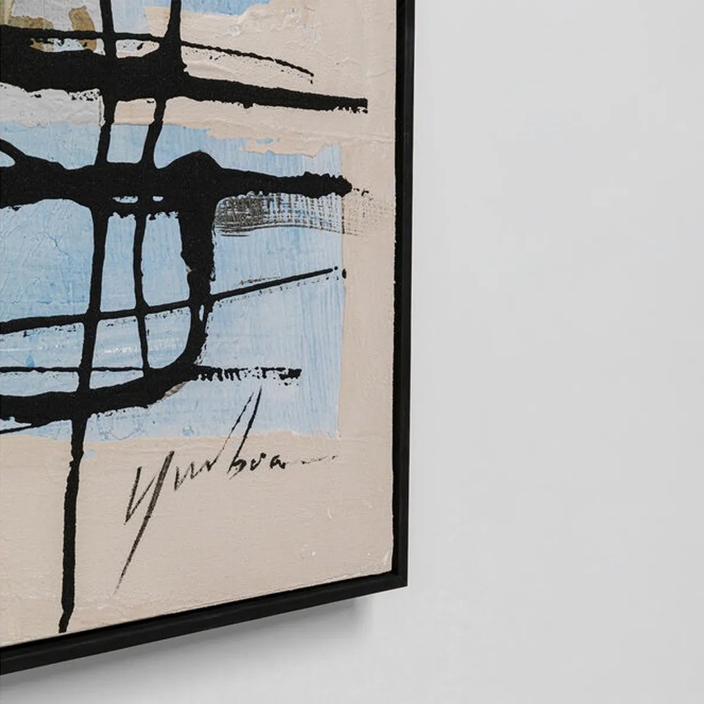 Abstract Schilderij Beige Blauw