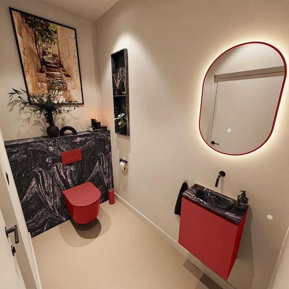 Mondiaz Ture DLux toiletmeubel 40cm fire met wastafel lava midden zonder kraangat