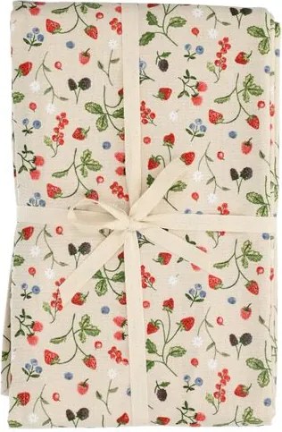Tafelkleed, GOTS bio-katoen, rood fruit, 145 x 250 cm