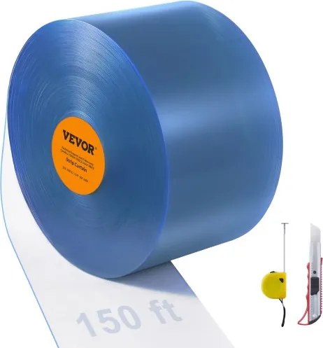 VEVOR strokengordijn, 24 m lang x 30 cm breed x 0,3 cm dik, transparant glad PVC strokengordijn, grote rol, kunststof deurstrip voor deuren van supermarkten, garages, magazijnen, schuren en stallen