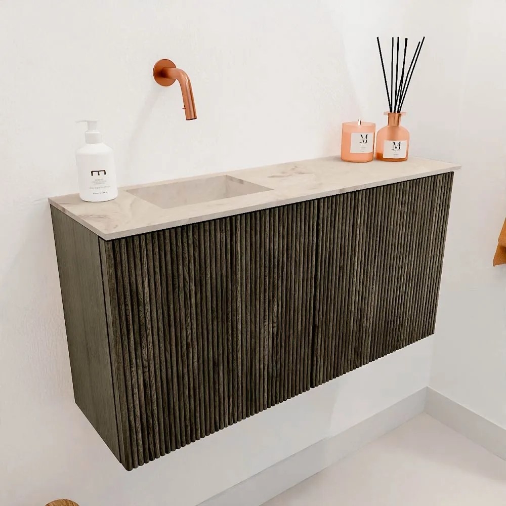 Mondiaz Joya DLux 80cm toiletmeubel shadow met wastafel faye links zonder kraangat frappe