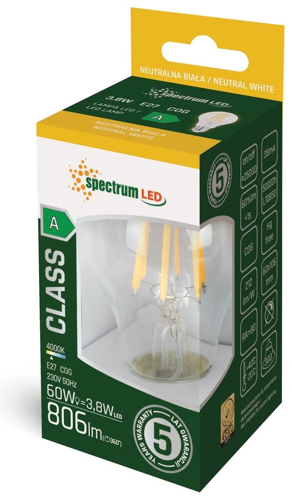 LED lamp GLS COG Neutraal E-27 3,8W WOJ+14640