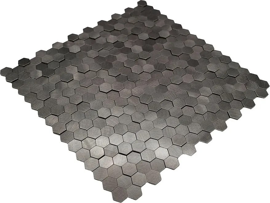 Zelfklevende Mozaïektegels Metaal | Mini Hexagon 3D Antraciet | 29,8×30,7 cm | Keuken, Bad & WC