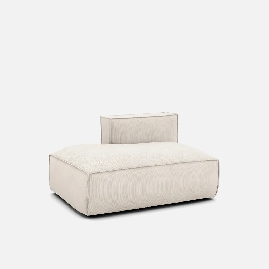 Links chaise longue-element voor modulaire bank, in ribfluweel, Seven