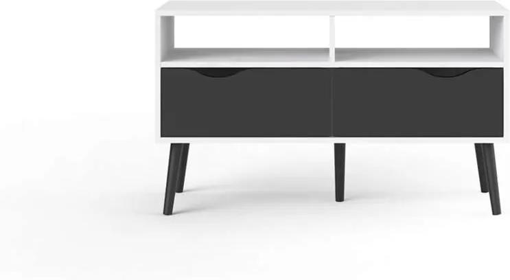TV-meubel Delta 4 vaks - wit/mat zwart - 57,6x98,7x39,1 cm - Leen Bakker